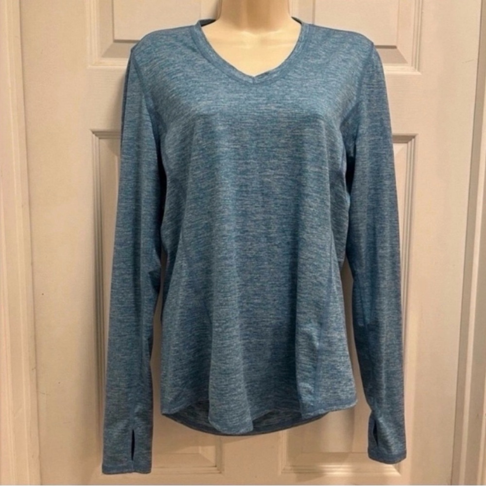 Brooks Running Blue Long Sleeve Shirt Workout Running Activewear-Med - EUC